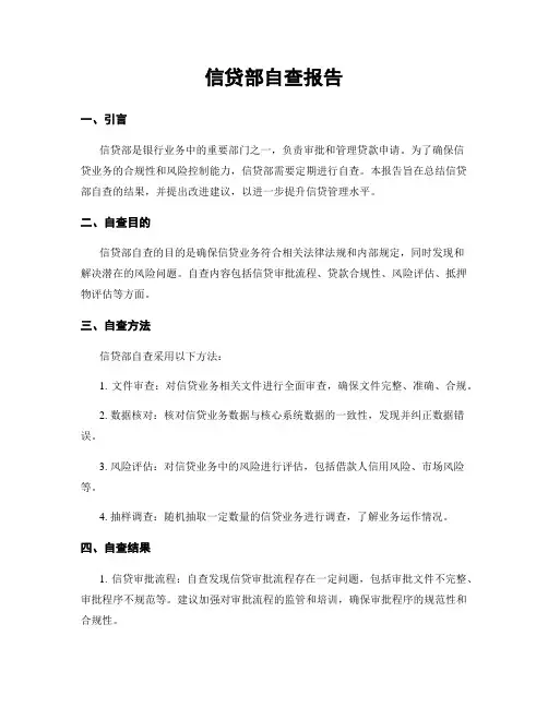 信贷部自查报告