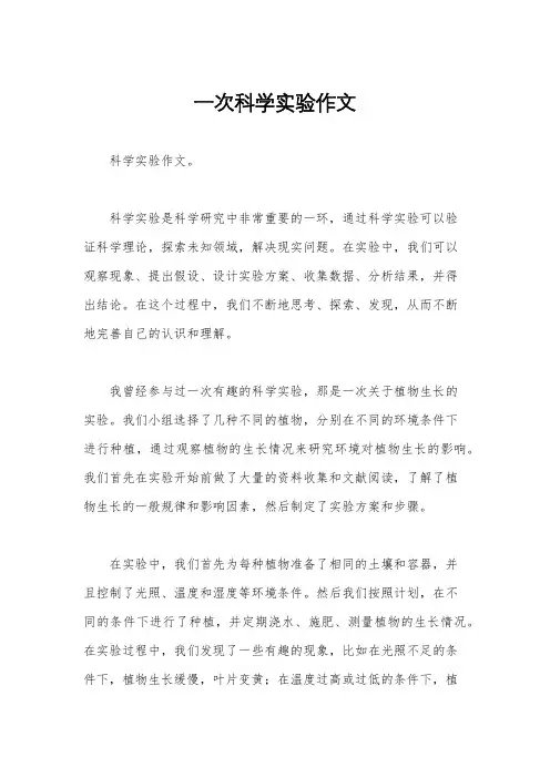 一次科学实验作文