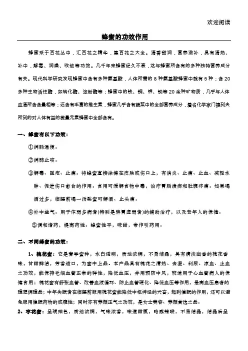 14种蜂蜜的功效作用