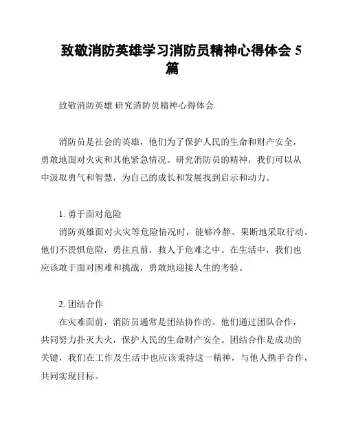 致敬消防英雄学习消防员精神心得体会5篇