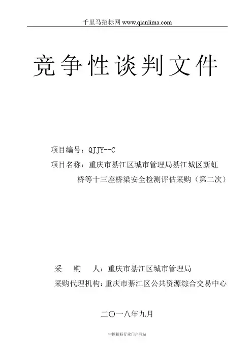 城市管理局桥梁安全检测评估采购招投标书范本