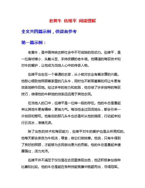 老黄牛 伍维平 阅读理解