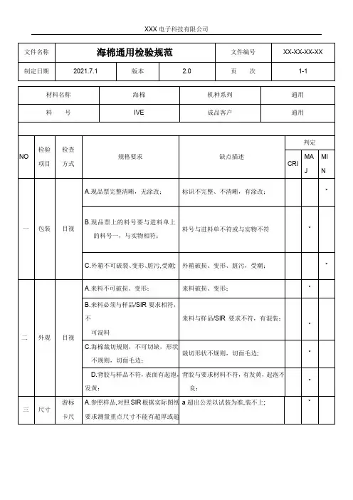 海绵检验规范