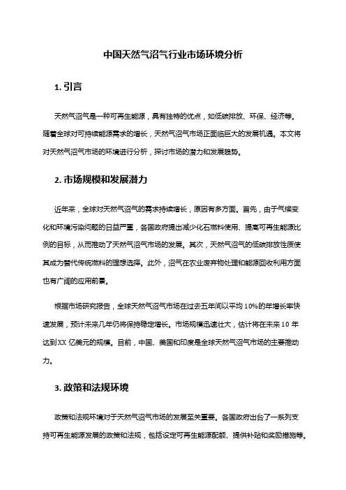 中国天然气沼气行业市场环境分析