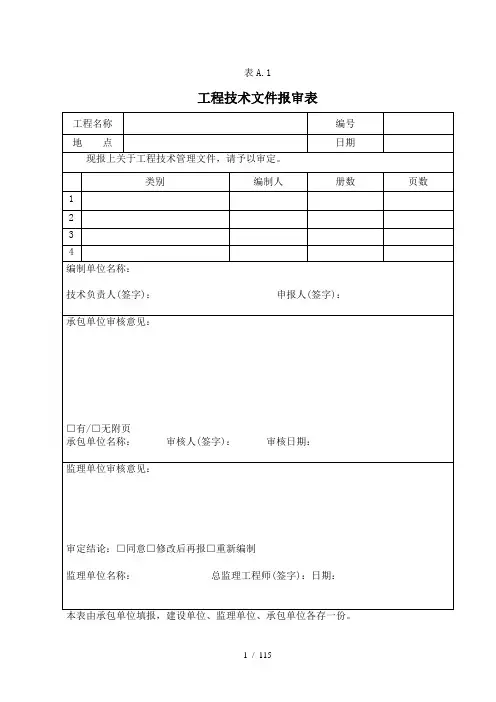 工程施工监理用的各种表格大全(114种)