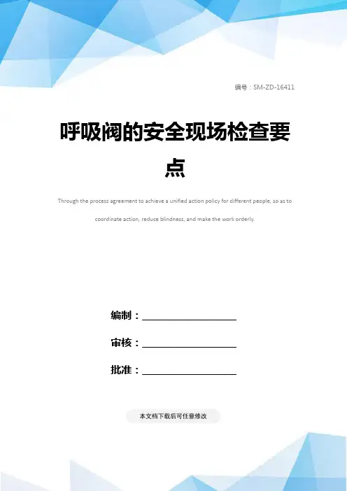 呼吸阀的安全现场检查要点