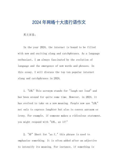 2024年网络十大流行语作文