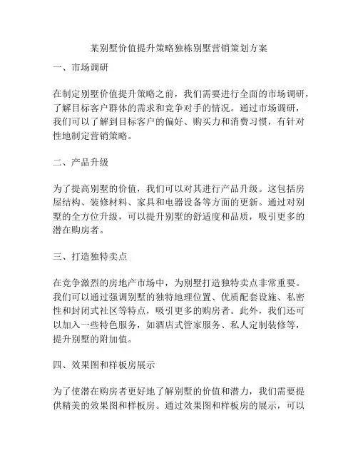 某别墅价值提升策略独栋别墅营销策划方案