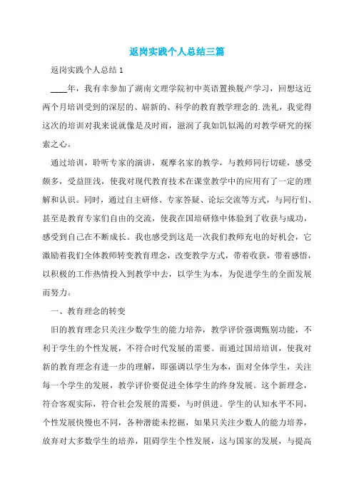 返岗实践个人总结三篇
