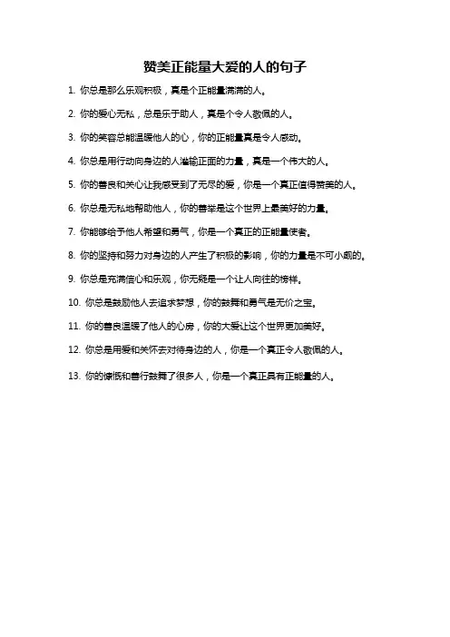 赞美正能量大爱的人的句子