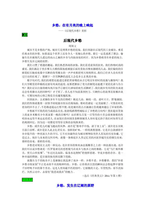 《后现代乡愁》赏析