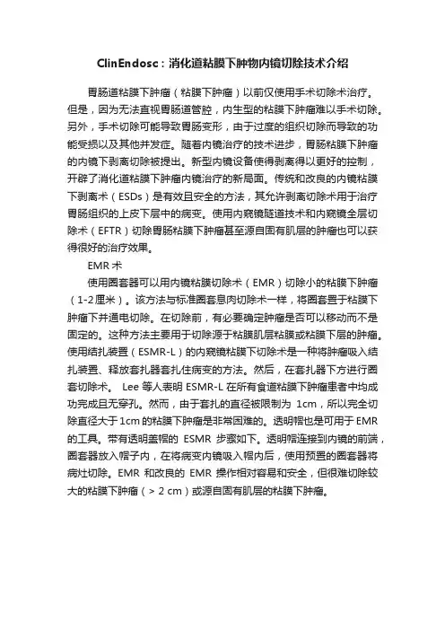 ClinEndosc：消化道粘膜下肿物内镜切除技术介绍