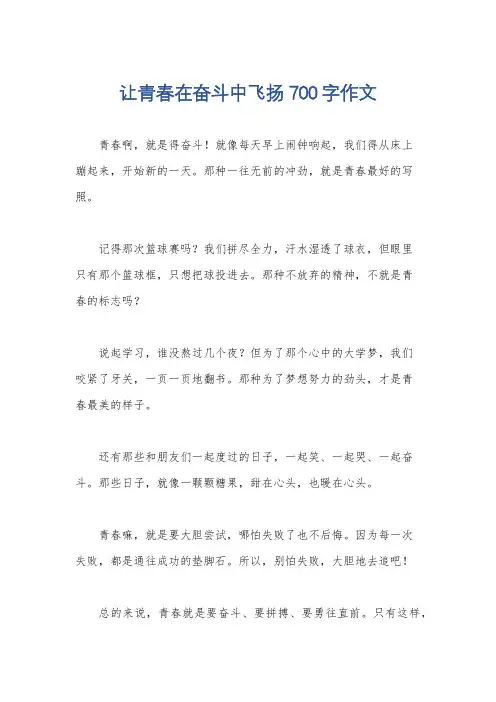 让青春在奋斗中飞扬700字作文