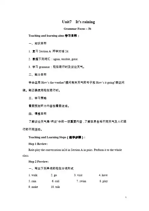 Unit 7  It’s raining! Grammar Focus – 3b