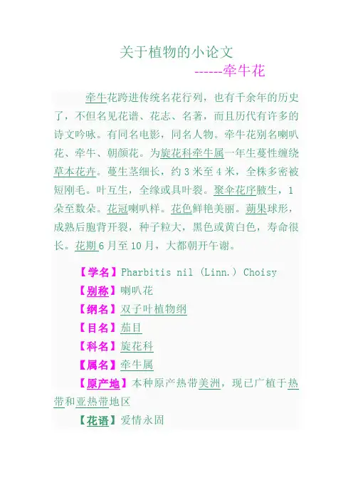 关于植物的小论文