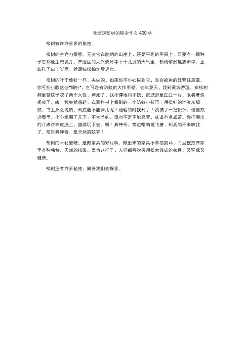 我发现松树的秘密作文400字