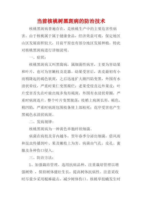 当前核桃树黑斑病的防治技术