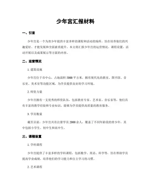 少年宫汇报材料