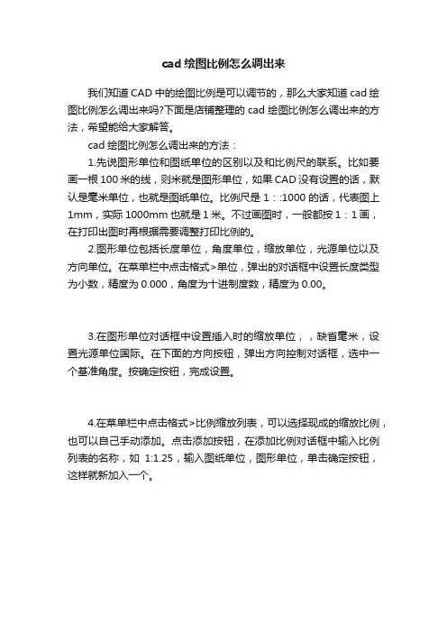cad绘图比例怎么调出来