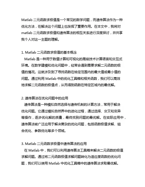 matlab二元函数求极值 遗传所引发