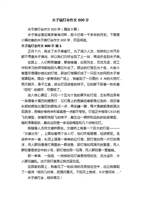 夫子庙灯会作文600字（精选9篇）