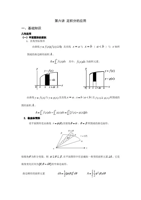 考研数学第六讲定积分的应用