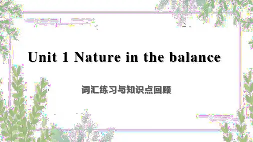 高一英语译林版2020必修第三册同步课件 Unit 1 Review 词汇练习与知识点回顾
