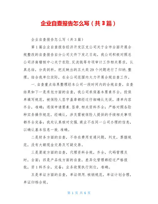 企业自查报告怎么写(共3篇)