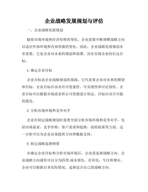 企业战略发展规划与评估