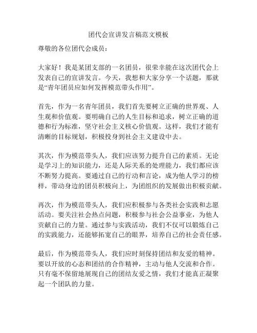 团代会宣讲发言稿范文模板