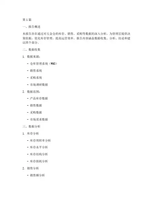 五金仓数据分析报告模板(3篇)