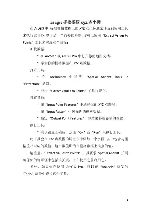 arcgis栅格提取xyz点坐标
