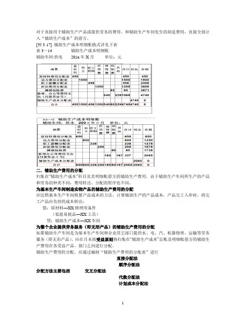 五种生产费用的分配方法