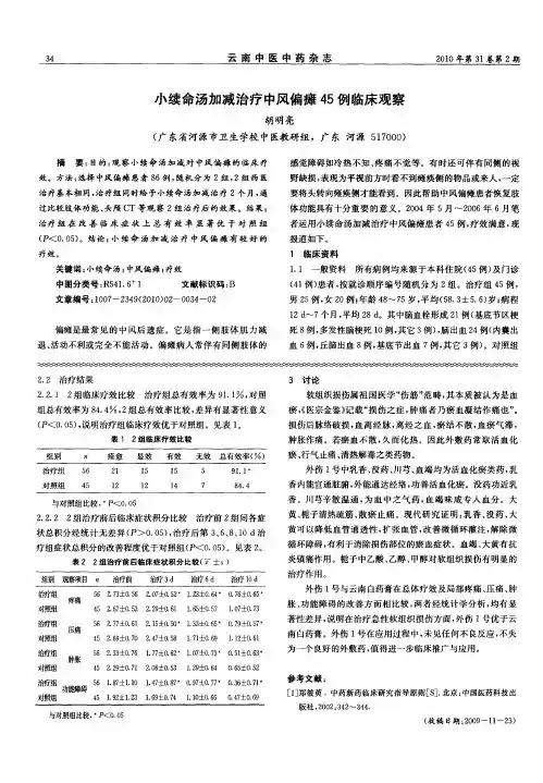 小续命汤加减治疗中风偏瘫45例临床观察