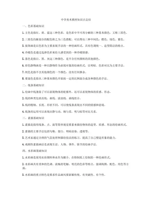 中学美术教材知识点总结