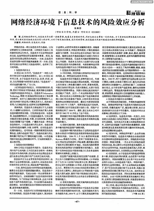 网络经济环境下信息技术的风险效应分析