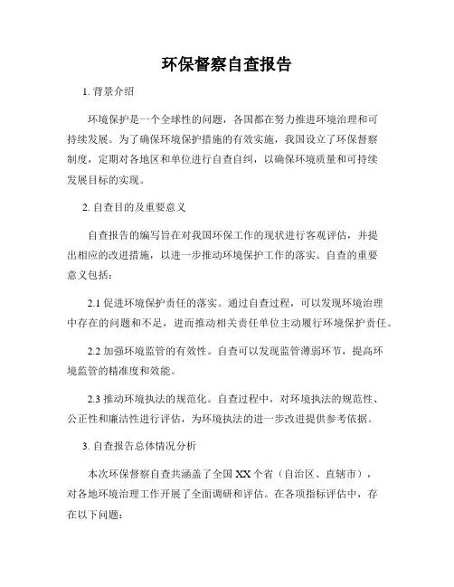 环保督察自查报告