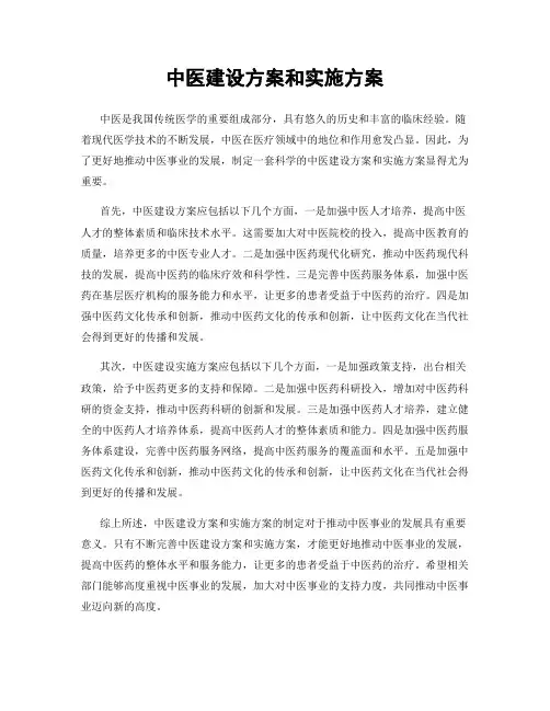 中医建设方案和实施方案