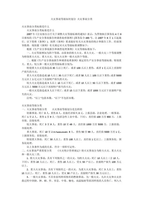 火灾事故等级如何划分 火灾事故分类