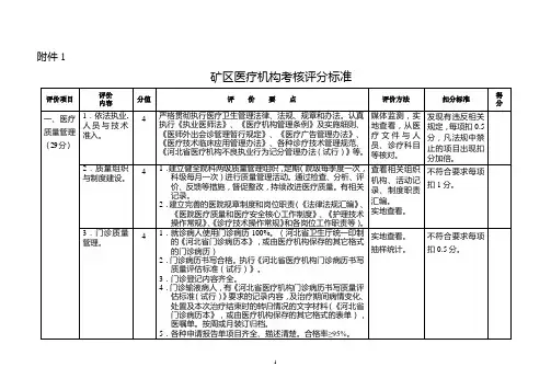 医疗机构考核评分标准