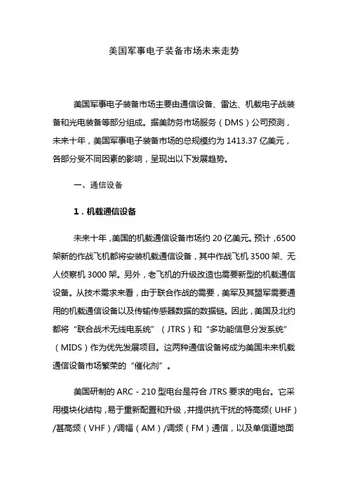 美国军事电子装备市场未来走势