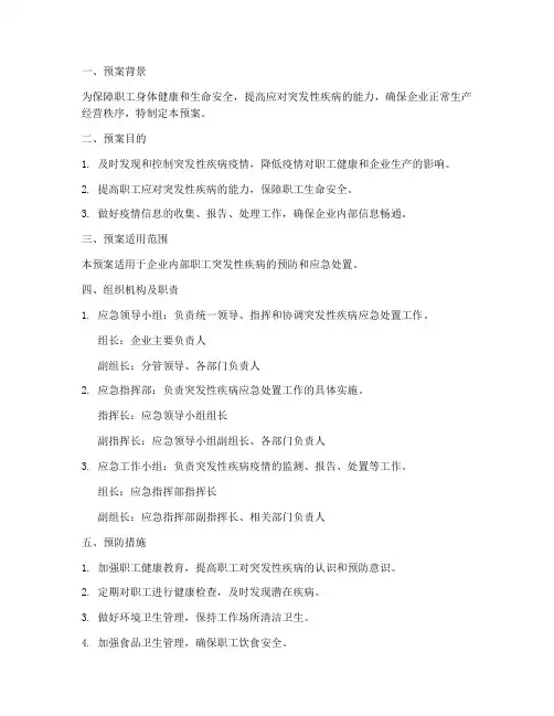 职工突发性疾病应急预案