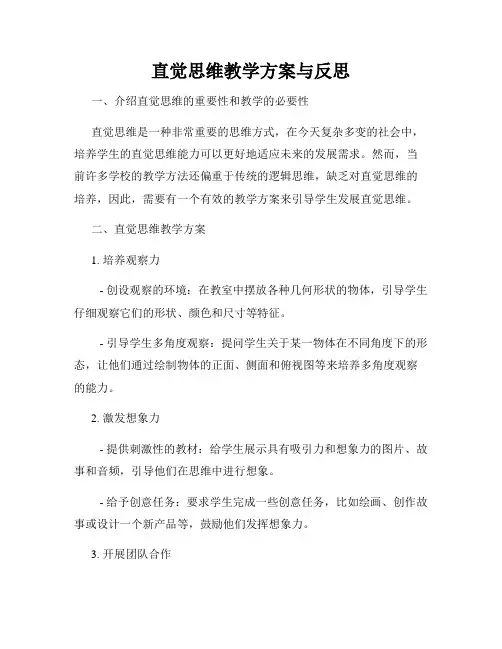 直觉思维教学方案与反思