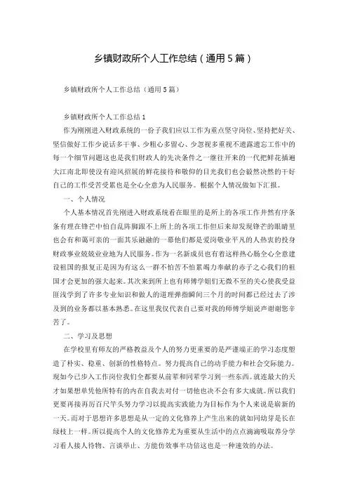 乡镇财政所个人工作总结(通用5篇)