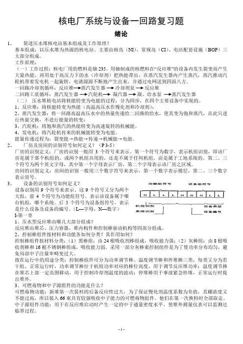 核电厂系统与设备一回路复习题