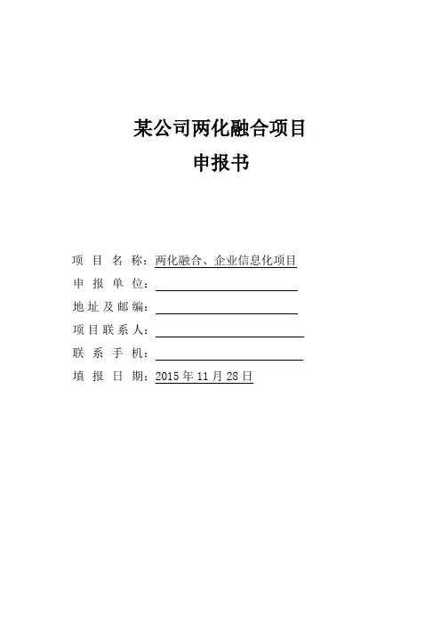 某公司两化融合项目申报书.