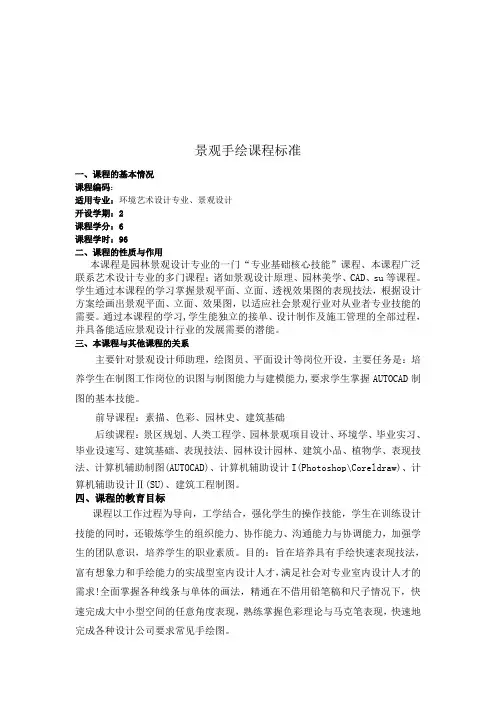 景观手绘  课程标准 2015.2