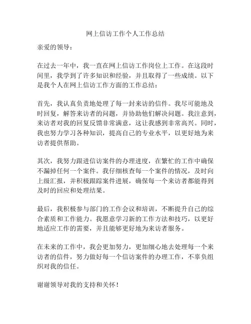 网上信访工作个人工作总结