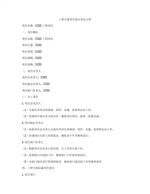 工程方案责任划分表怎么填