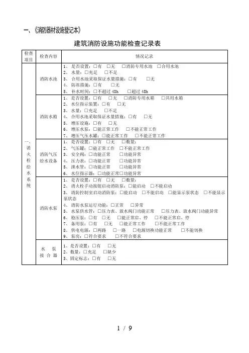 单位“四个能力”建设消防设施器材档案